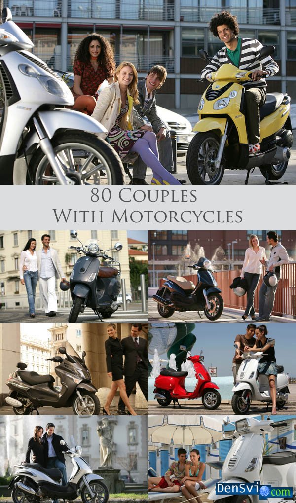 Clipart - Couples With Motorcycles
