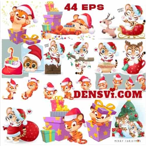 Tiger Christmas vector 44 EPS free download