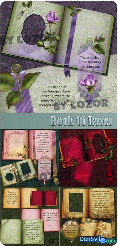PNG клипарт для Фотошопа - Книга розы