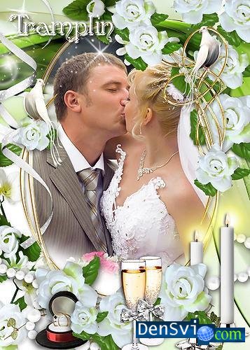 Свадебная рамка  - Белые свадебные розы