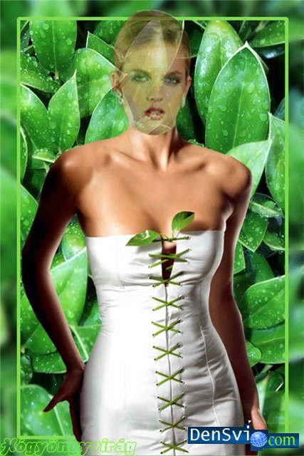 Женский шаблон Фотошоп - Зелёная листва