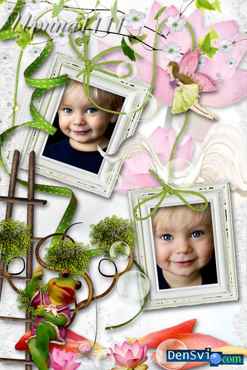 Рамка Photoshop детская - Весёлый лягушонок
