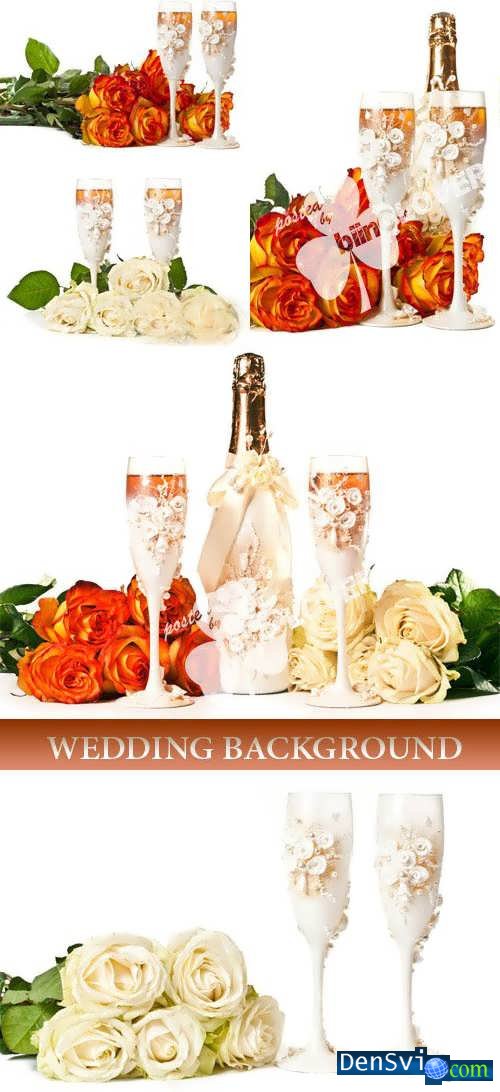 Свадебные фоны - Шампанское и розы