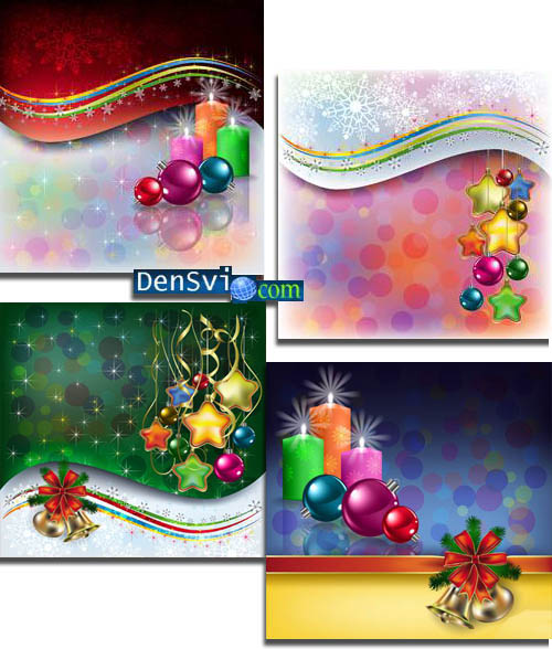 Новогодние рождественские фоны - Красочный дизайн