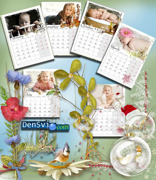 Скрап-набор для Фотошопа - Создадим календарь 2012