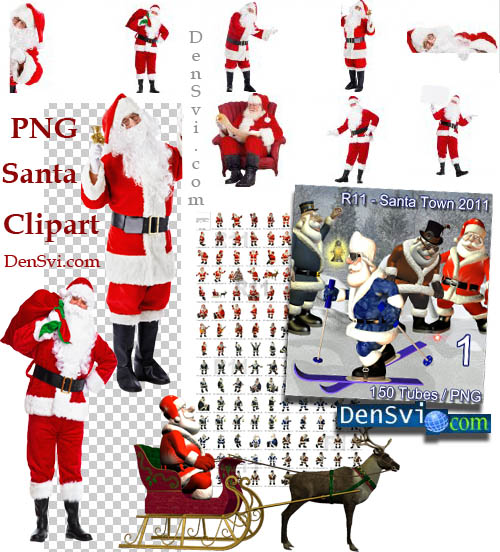 PNG клипарт Фотошоп - Дед Мороз или Санта