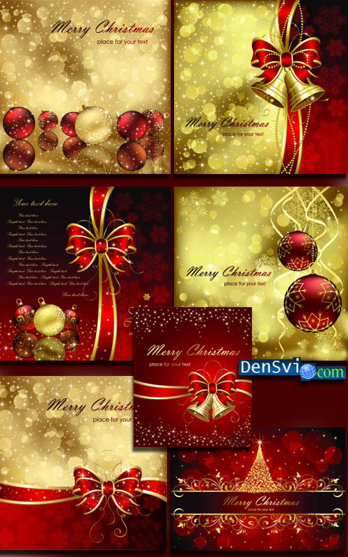 Новогодние фоны - Рождество в золотом и красном