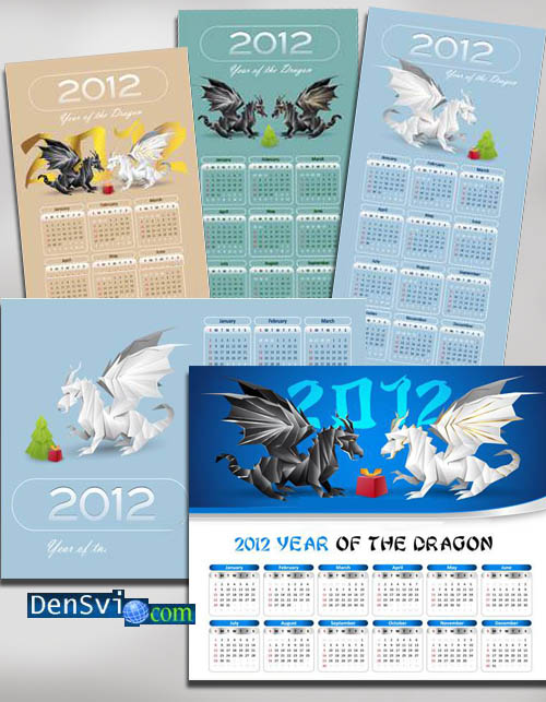 Календари векторный формат - Драконы 2012