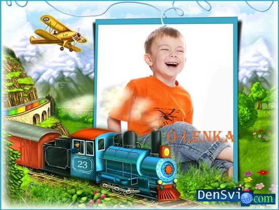 Рамка Фотошоп детям - Поезд детства