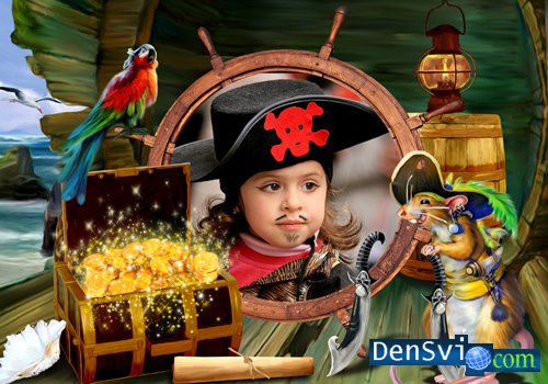 Детские рамки Фотошопа - Сокровища забавных пиратов