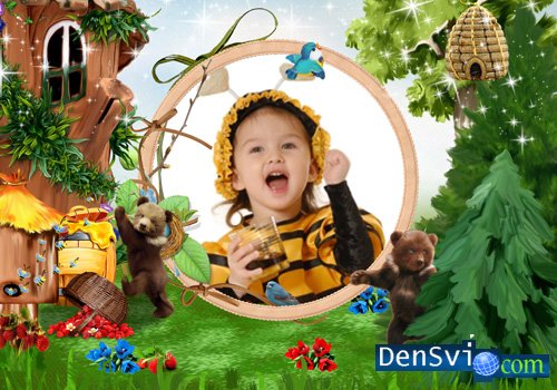 Детские рамки Фотошоп - Поедатели мёда - озорные мишки