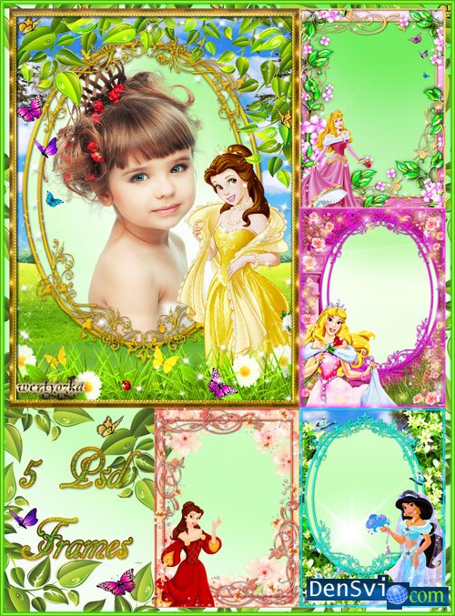 Детские рамки Фотошоп - В ярком мире принцесс