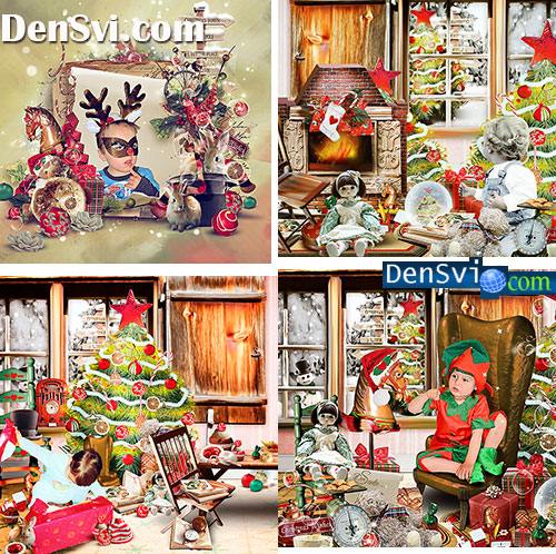 Образцы примеры украшенные элементами скрап-набора Дорогой Санта