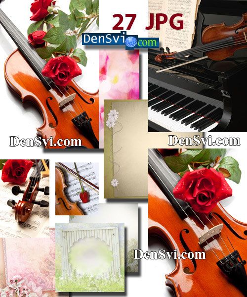 Романтические фоны - Музыка и розы