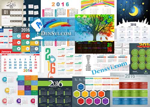 Календарная сетка и красивые календари 2016
