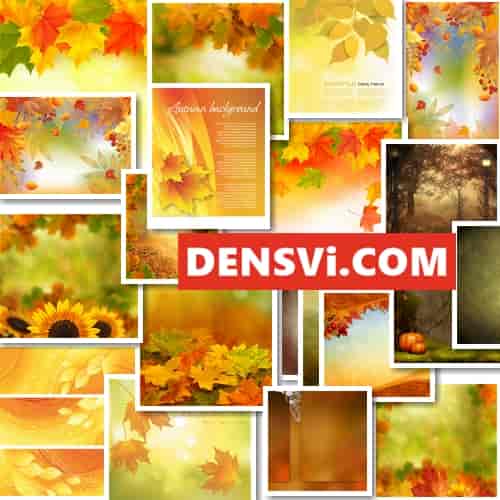 Осенние векторные  и растровые фоны - Золотые листья